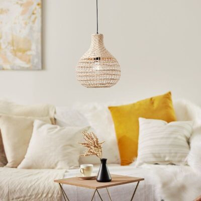 Rattan függőlámpa étkezőasztal fölé barna, Sian