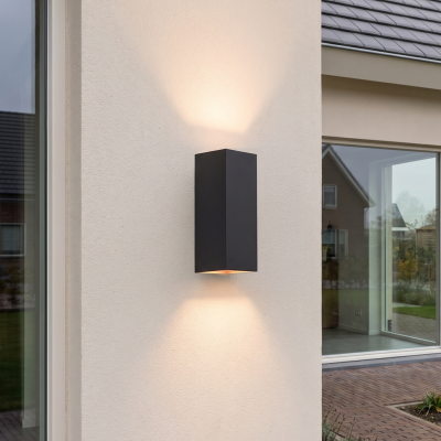 Fekete alumínium fel le fali lámpa, Dion, 8 W, 3000 K LED, IP54