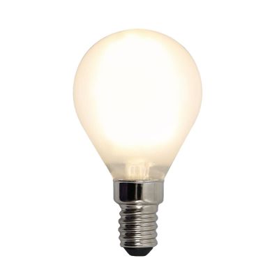 Szabályozható E14 Olucia LED lámpa, P45, 3W, Fehér üveg, 2700k