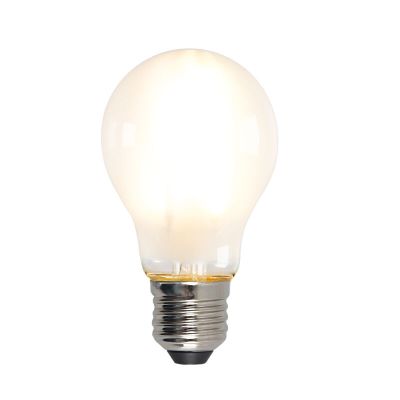 Szabályozható E27 Olucia LED lámpa, A60, 5W, Fehér üveg, 2700k