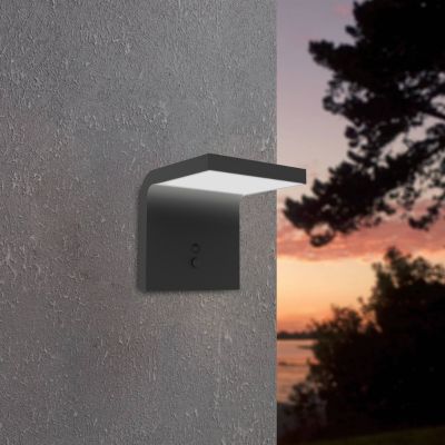 Műanyag napelemes kültéri fali lámpa fekete, Huseyin, 6,5 W, 4000 K LED, IP65