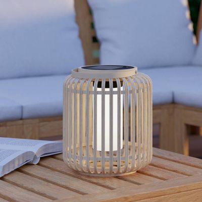 Fa napelemes asztali lámpa barna, Hanin, 3,3 W, 4000 K LED, IP44, kapcsolóval