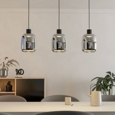 Retro üveg okos függőlámpa fekete, Tamika, 3,7 W, RGBW LED