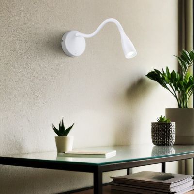 Retro műanyag fali lámpa fehér, Obbe, 3,8 W, 3000 K LED, kapcsolóval