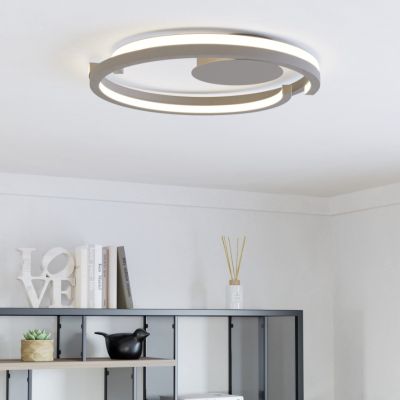 Retro műanyag plafon lámpa barna, Madhvi, 20 W, melegtől hidegig állítható fehér LED, távirányítóval