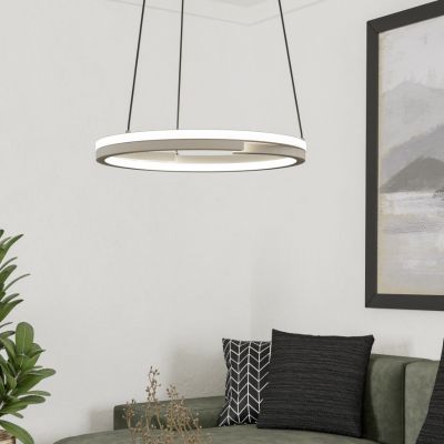 Retro műanyag függőlámpa fehér, Madhvi, 20 W, melegtől hidegig állítható fehér LED, távirányítóval