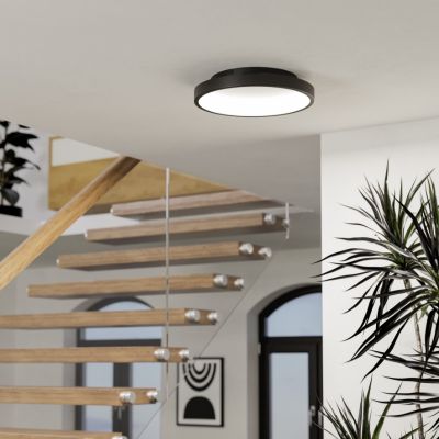 Retro acél okos mennyezeti lámpa fekete, Shauni, 19,6 W, RGBW LED, távirányítóval