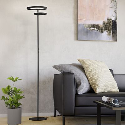 Design műanyag állólámpa fekete, Corwin, 16 W, melegtől hidegig állítható fehér LED, kosketushimmentimellä