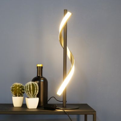Design műanyag asztali lámpa sárgaréz, Cunera, 8,8 W, melegtől hidegig állítható fehér LED, 3 fokozatban szabályozható