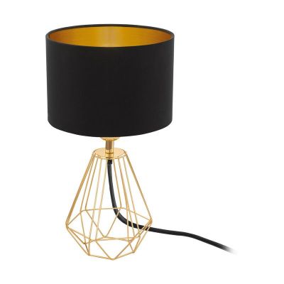 Design szövet asztali lámpa sárgaréz, Acri, kapcsolóval