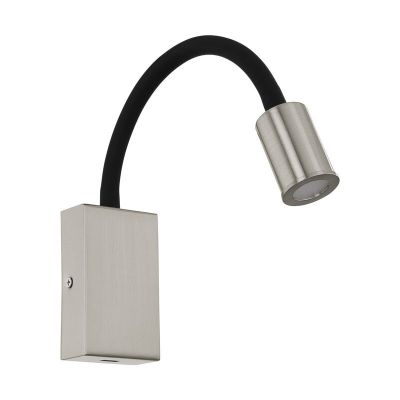 Retro műanyag fali lámpa nikkel, Cafer, 4 W, 3000 K LED, kapcsolóval