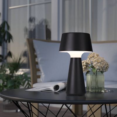 Műanyag kültéri asztali lámpa fekete, Peterke, 3 W, white switch LED, IP44, kosketushimmentimellä