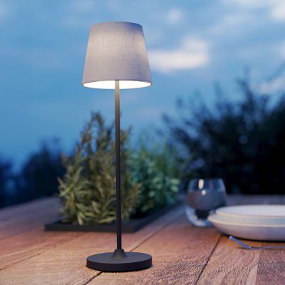 Retro szövet asztali lámpa bézs, Latif, 2 W, white switch LED, kosketushimmentimellä
