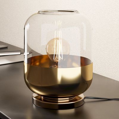 Design üveg asztali lámpa arany, Jeanny, kapcsolóval