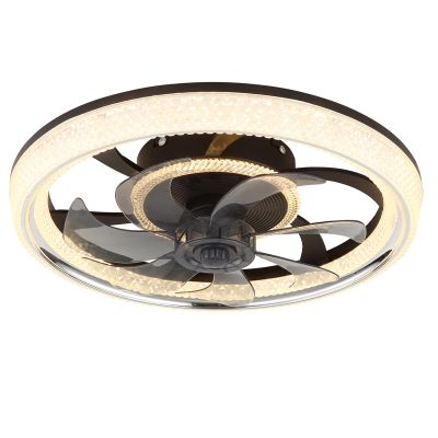 Fekete színű, dizájnos mennyezeti ventilátor akrilból, Kaleb, 30 W, melegfehértől hidegfehérig állítható LED, távirányítóval