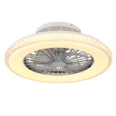 Krómozott mennyezeti ventilátor műanyagból, Lammechien, 40W, meleg-hideg fehérig állítható LED, távirányítóval