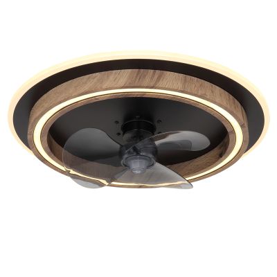 Barna modern mennyezeti ventilátor műanyagból, Lamine, 32W, melegfehértől hidegfehérig állítható LED, távirányítóval
