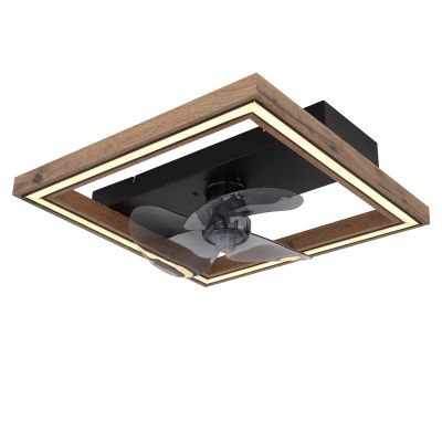 Barna modern mennyezeti ventilátor műanyagból, Lamyea, 24W, melegfehértől hidegfehérig állítható LED, távirányítóval