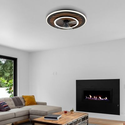 Fekete színű, fémből készült, Maha mennyezeti ventilátor, 36 W, melegfehértől hidegfehérig állítható LED, távirányítóval