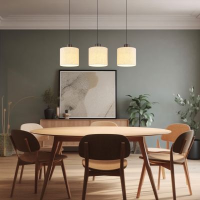 Retro szövet függőlámpa krém, Thieu, 24 W, 3000 K LED