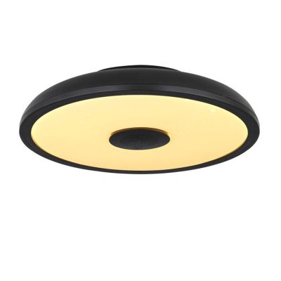 Retro műanyag plafon lámpa fekete, Musica, 18 W, RGBW LED, IP44, távirányítóval