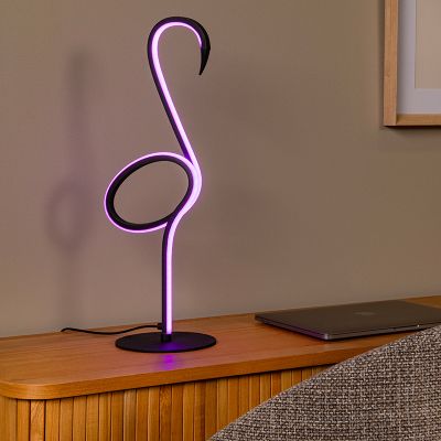 Fekete alumínium asztali lámpa, Flamingo, 5,5 W, RGB LED, távirányítóval