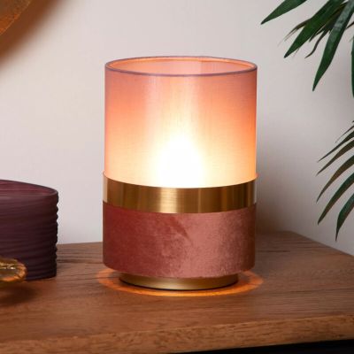 Rózsaszín szövet asztali lámpa, Tusse, kapcsolóval