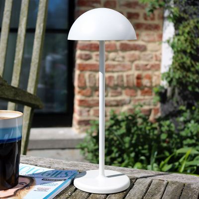Fehér alumínium kültéri asztali lámpa, Joy, 1,5 W, 3000 K LED, IP54, kosketushimmentimellä