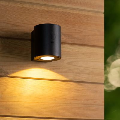 Fekete alumínium napelemes kültéri fali lámpa, Perth, 1 W, 3000 K LED, IP65