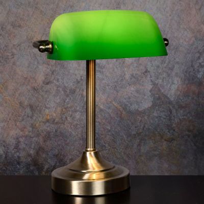 Zöld fém közjegyzői lámpa, Banker, kapcsolóval