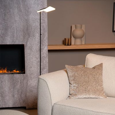 Fekete fém álló olvasólámpa, Aaron, 12 W, 2700 K LED, kosketushimmentimellä