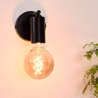 Fekete fém fali lámpa, Leanne