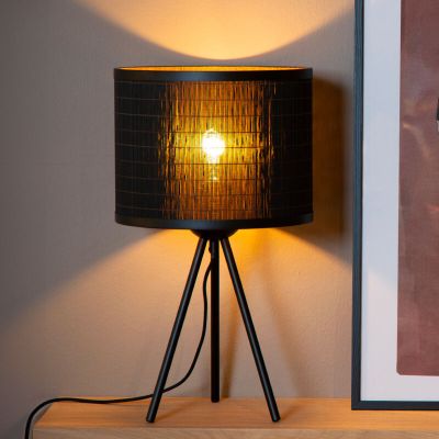 Bambusz asztali lámpa fekete, Tagalog, kapcsolóval