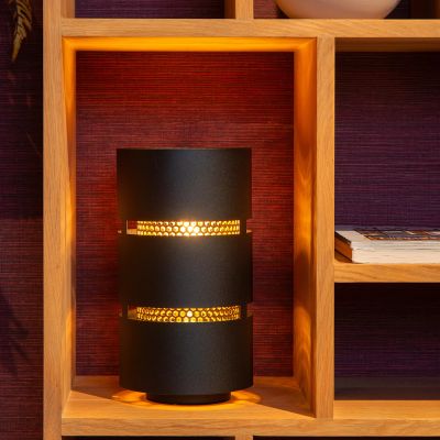 Fekete fém asztali lámpa, Rosas, kapcsolóval