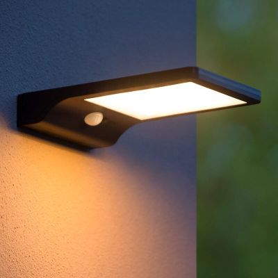 Fekete alumínium mozgásérzékelős kültéri fali lámpa, Basic, 3 W, 2700 K LED, IP44