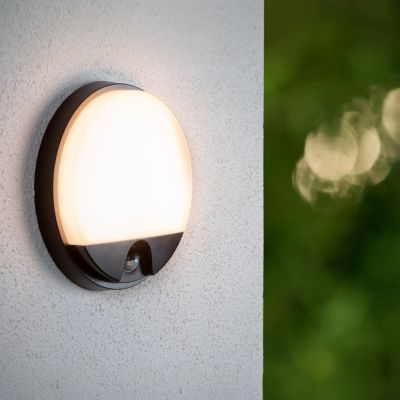 Fekete műanyag fürdőszoba fali lámpa, Hups Ir, 10 W, 3000 K LED, IP54