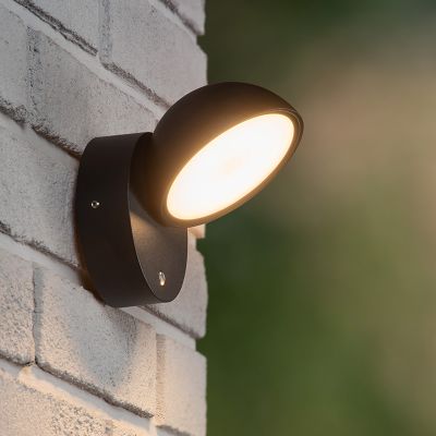 Fekete fém kültéri alkonykapcsolós fali lámpa, Finn, 12 W, 3000 K LED, IP54