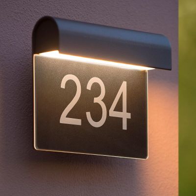 Fekete alumínium házszám világítás, Thesi, 6 W, 3000 K LED, IP54
