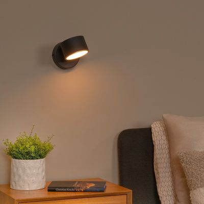 Fekete fém fali lámpa, Gian, 9 W, 2700 K LED