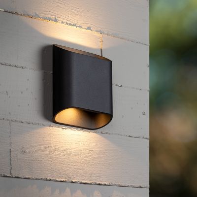 Fekete alumínium fel le fali lámpa, Atila, 5 W, 2700 K LED, IP65