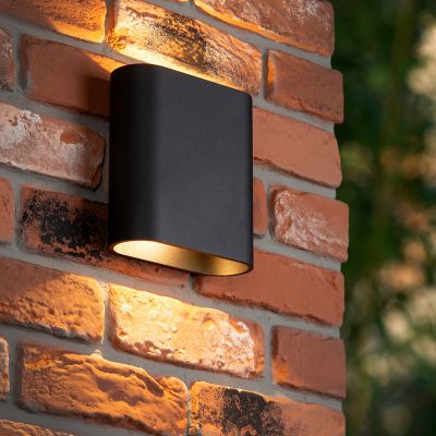 Fekete alumínium fel le fali lámpa, Atila, 5 W, 2700 K LED, IP54