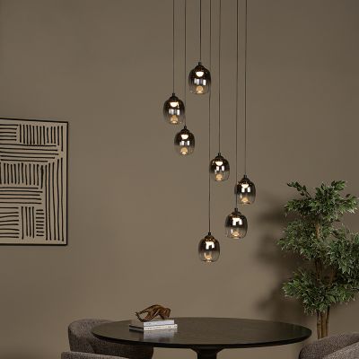 Szürke üveg függőlámpa, Tamino, 7 W, 3000 K LED