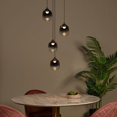 Szürke üveg függőlámpa, Tamino, 5,2 W, 3000 K LED