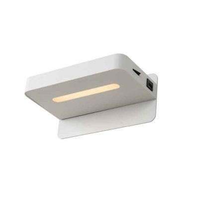Fehér fém fali lámpa, Atkin, 5 W, 2700 K LED, kapcsolóval