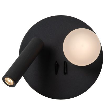 Fekete fém éjjeli lámpa, Matiz, 3,5 W, 3000 K LED, kapcsolóval