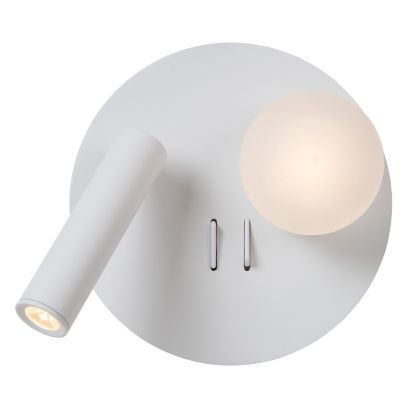 Fehér fém éjjeli lámpa, Matiz, 3,5 W, 3000 K LED, kapcsolóval