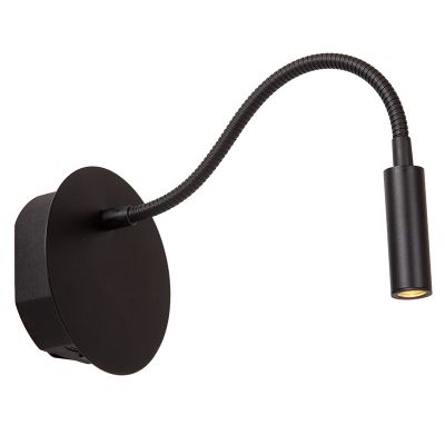Fekete fém éjjeli lámpa, Jolijn, 2 W, 3000 K LED, kapcsolóval