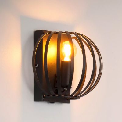 Fekete fém fali lámpa, Manuela