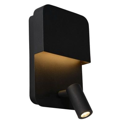 Fekete fém fali lámpa, Boxer, 5 W, 3000 K LED, kapcsolóval