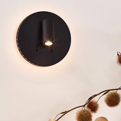 Fekete fém fali lámpa, Bentjer, 6 W, 3000 K LED, kapcsolóval